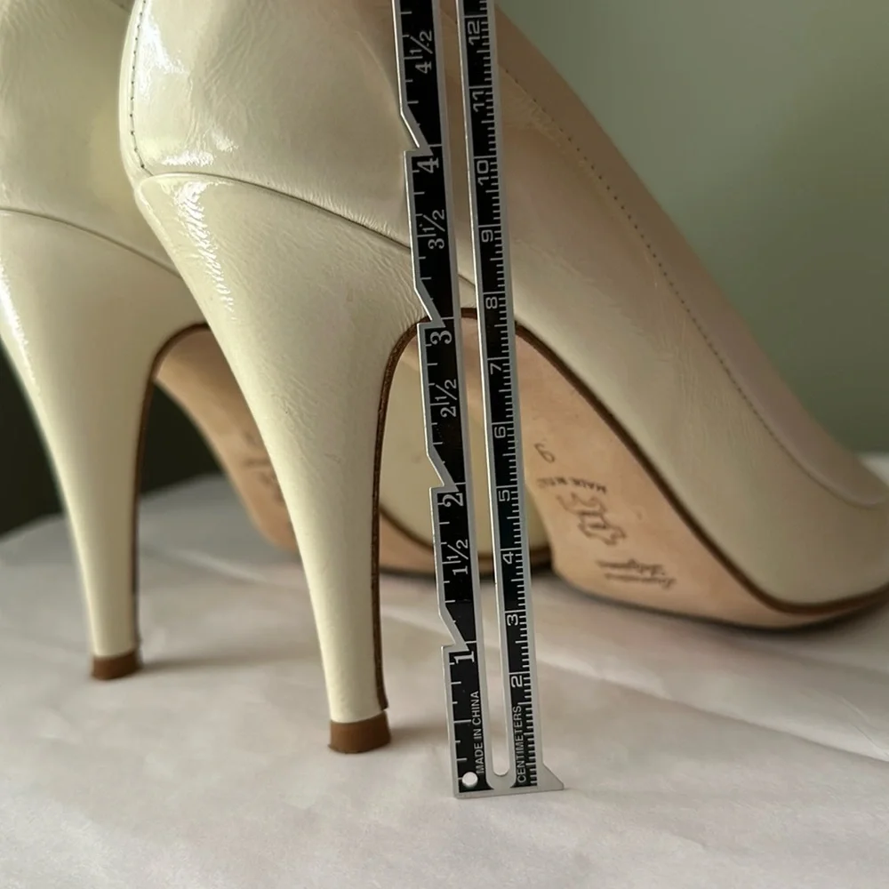 Butter Bridal Peep Toe Pumps Leather Handcrafted in Italy Cream Size 9